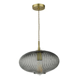 Dar Edmond 1 Light Pendant Smoked Glass Antique Brass Detail –  from Amos Lighting + Home