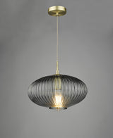 Dar Edmond 1 Light Pendant Smoked Glass Antique Brass Detail –  from Amos Lighting + Home