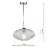 Dar Edmond Single Pendant Polished Chrome Ribbed Glass –  from Amos Lighting + Home