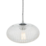 Dar Edmond Single Pendant Polished Chrome Ribbed Glass –  from Amos Lighting + Home