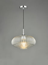 Dar Edmond Single Pendant Polished Chrome Ribbed Glass –  from Amos Lighting + Home