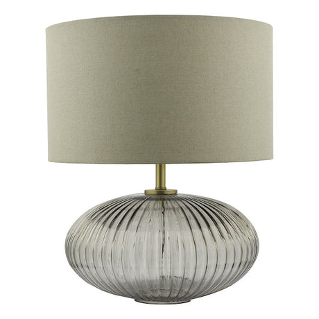 Dar Edmond Table Lamp Smoked Glass & Antique Brass Detail –  from Amos Lighting + Home