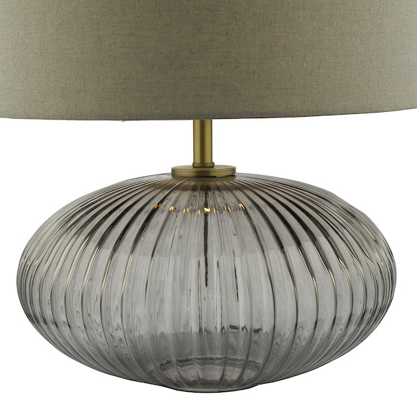 Dar Edmond Table Lamp Smoked Glass & Antique Brass Detail –  from Amos Lighting + Home