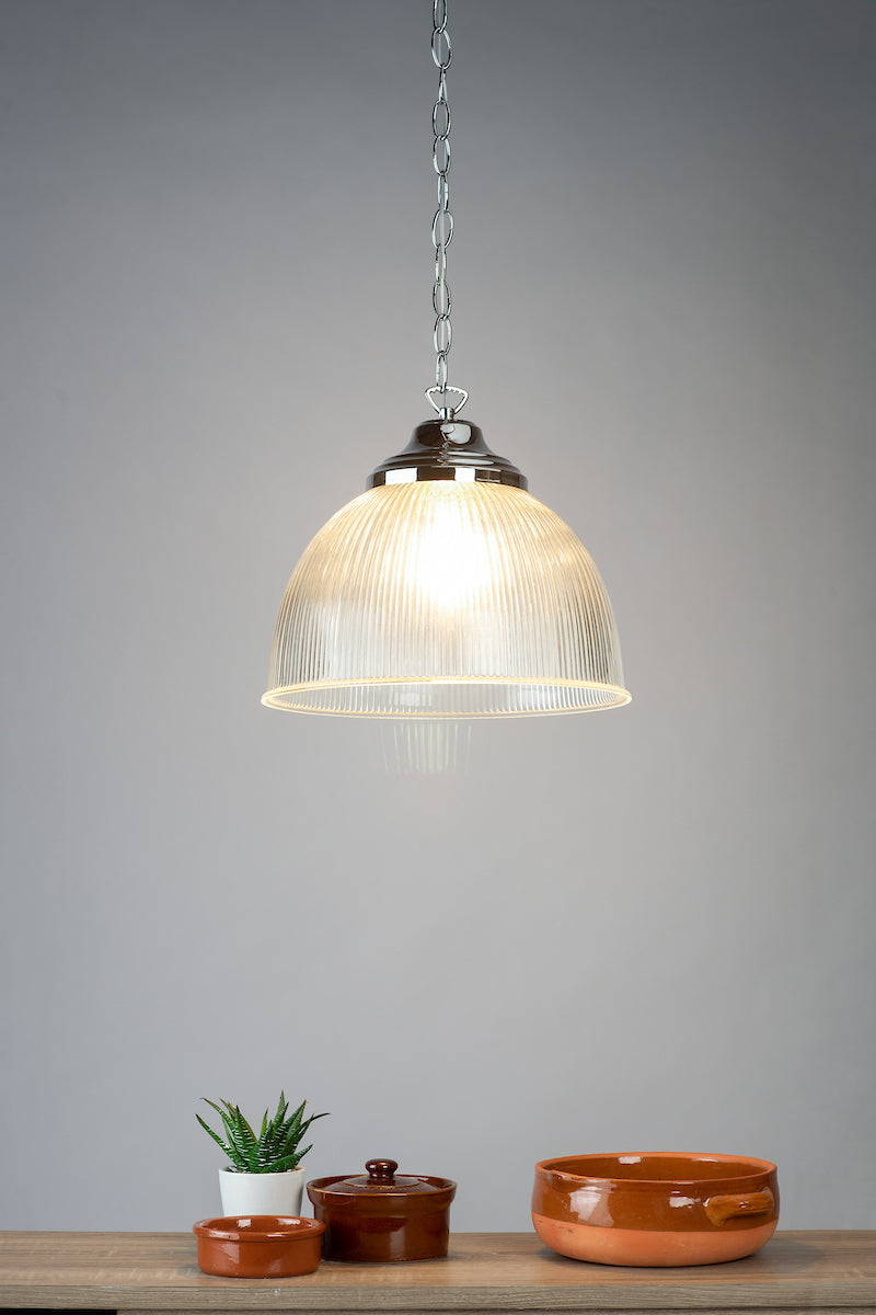 Dar Edna Pendant Ribbed Glass & Polished Chrome –  from Amos Lighting + Home