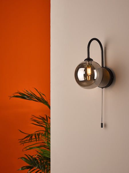 Dar Eissa Wall Light Matt Black Smoked Glass –  from Amos Lighting + Home