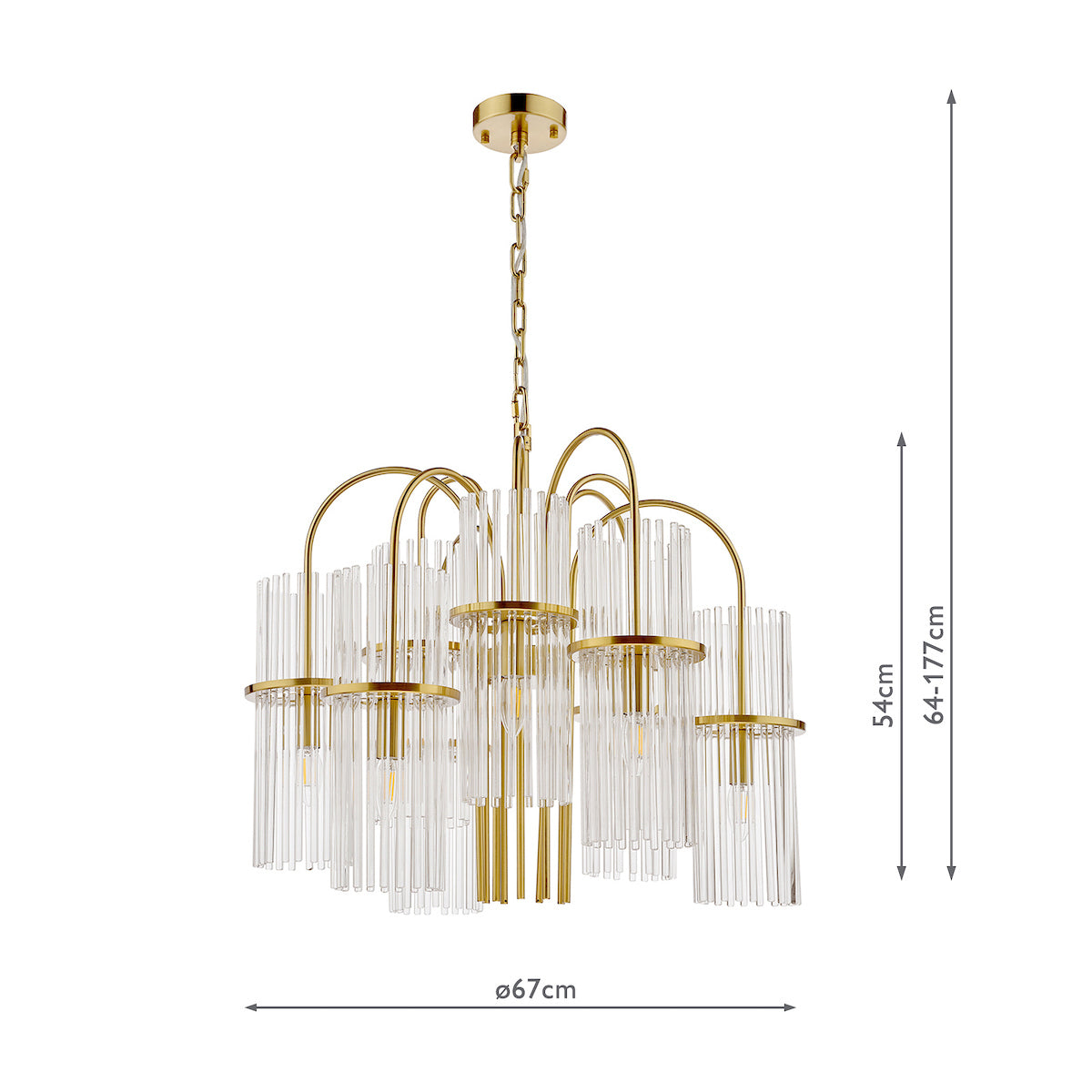 Dar Eniola 9 Light Pendant Natural Brass and Glass from Amos Lighting + Home