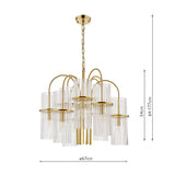 Dar Eniola 9 Light Pendant Natural Brass and Glass from Amos Lighting + Home