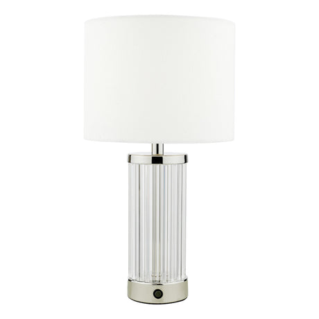 Dar Enrico Rechargeable Table Lamp Polished Nickel with Shade –  from Amos Lighting + Home