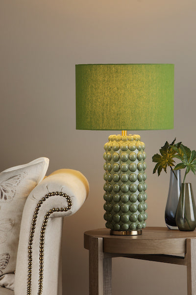 Dar Etzel Table Lamp Green with Linen Shade –  from Amos Lighting + Home