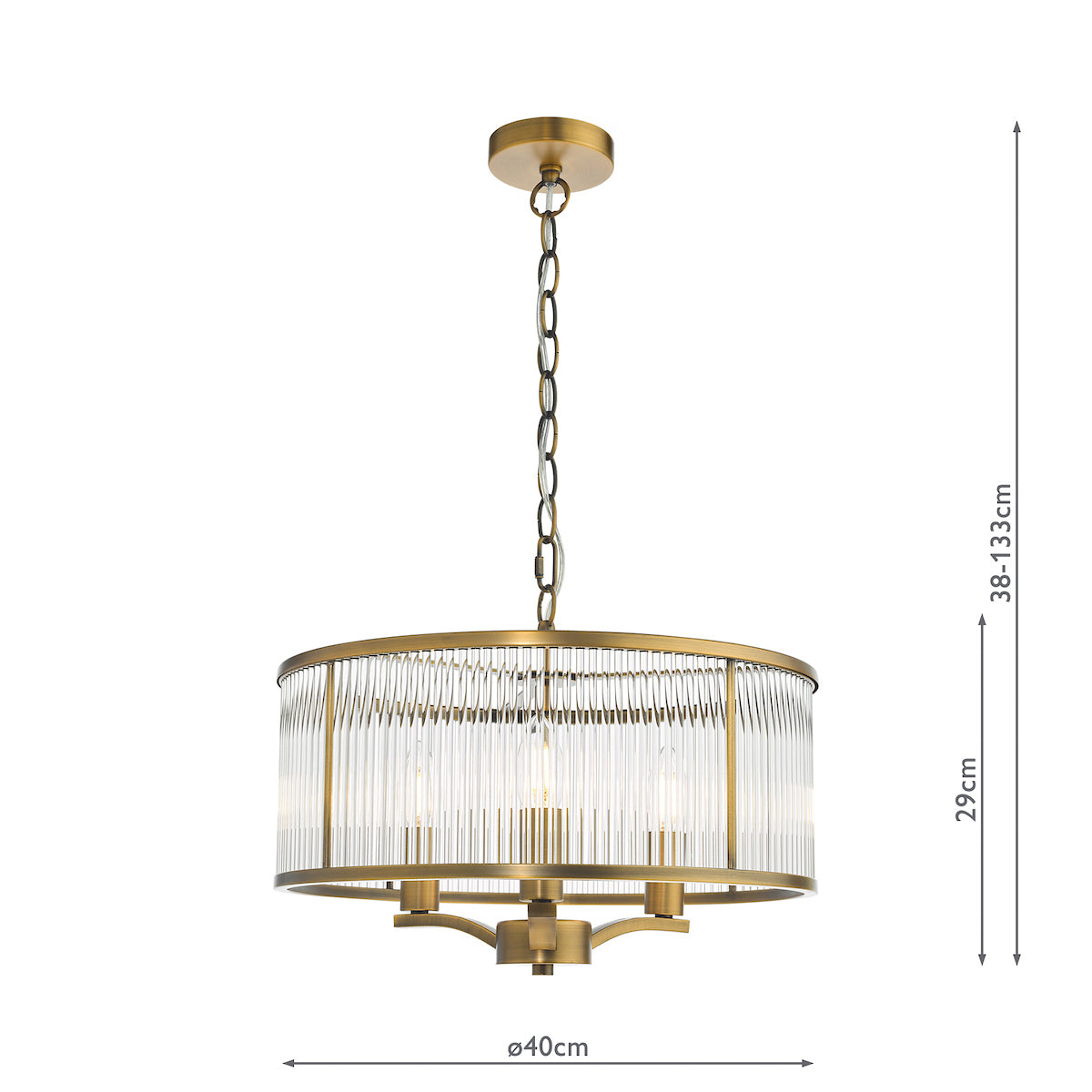 Dar Evelyn 3 Light Pendant Antique Bronze and Glass –  from Amos Lighting + Home