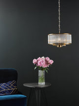 Dar Evelyn 3 Light Pendant Antique Bronze and Glass –  from Amos Lighting + Home