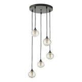 Dar Federico 5 Light Cluster Pendant Black Clear Ribbed Glass –  from Amos Lighting + Home