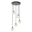 Dar Federico 5 Light Cluster Pendant Black Clear Ribbed Glass –  from Amos Lighting + Home