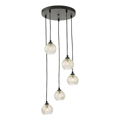 Dar Federico 5 Light Cluster Pendant Black Clear/Wire Glass –  from Amos Lighting + Home