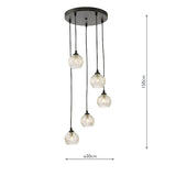 Dar Federico 5 Light Cluster Pendant Black Clear/Wire Glass –  from Amos Lighting + Home