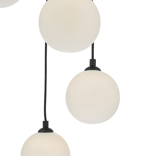 Dar Federico 5 Light Cluster Pendant Black Opal Glass –  from Amos Lighting + Home