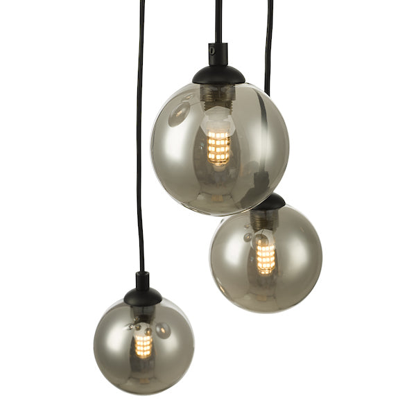 Dar Federico 5 Light Cluster Pendant Black Smoked Glass –  from Amos Lighting + Home