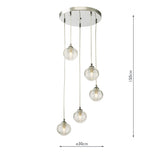 Dar Federico 5 Light Cluster Pendant Polished Chrome Clear Ribbed Glass –  from Amos Lighting + Home