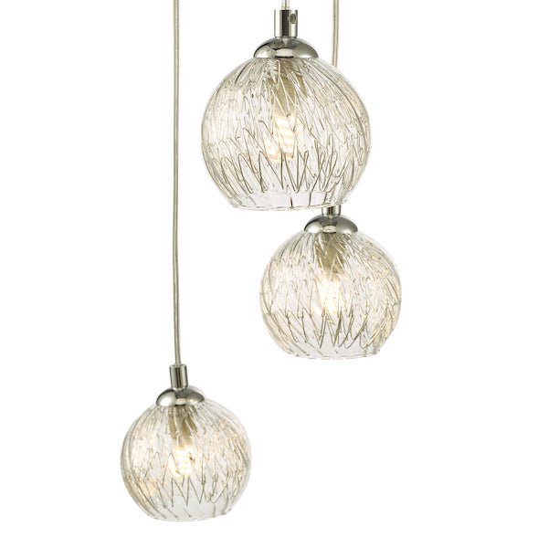 Dar Federico 5 Light Cluster Pendant Polished Chrome Clear Wire Glass –  from Amos Lighting + Home