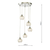 Dar Federico 5 Light Cluster Pendant Polished Chrome Clear Wire Glass –  from Amos Lighting + Home