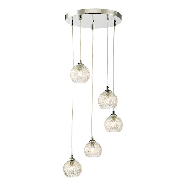 Dar Federico 5 Light Cluster Pendant Polished Chrome Clear Wire Glass –  from Amos Lighting + Home