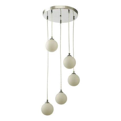 Dar Federico 5 Light Cluster Pendant Polished Chrome Opal Glass –  from Amos Lighting + Home