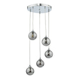 Dar Federico 5 Light Cluster Pendant Polished Chrome Smoked Glass –  from Amos Lighting + Home