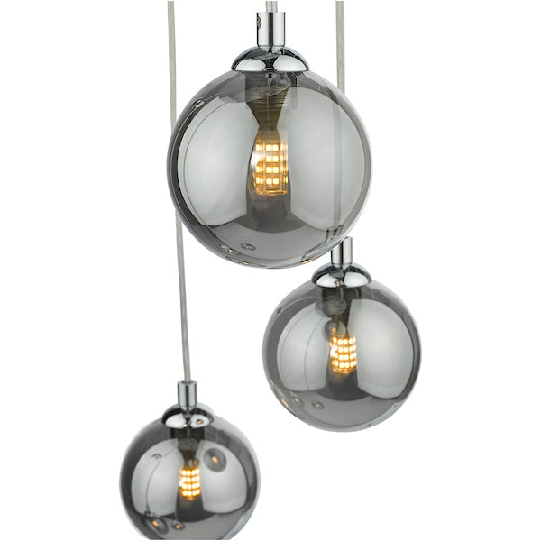 Dar Federico 5 Light Cluster Pendant Polished Chrome Smoked Glass –  from Amos Lighting + Home