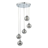 Dar Federico 5 Light Cluster Pendant Polished Chrome Smoked Glass –  from Amos Lighting + Home