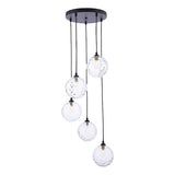 Dar Federico 5lt Cluster Black with Clear Dimpled Glass –  from Amos Lighting + Home