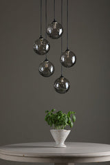 Dar Federico 5lt Cluster Black with Smoked Glass –  from Amos Lighting + Home