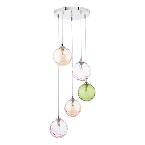 Dar Federico 5lt Cluster Chrome with Mixed Glass –  from Amos Lighting + Home