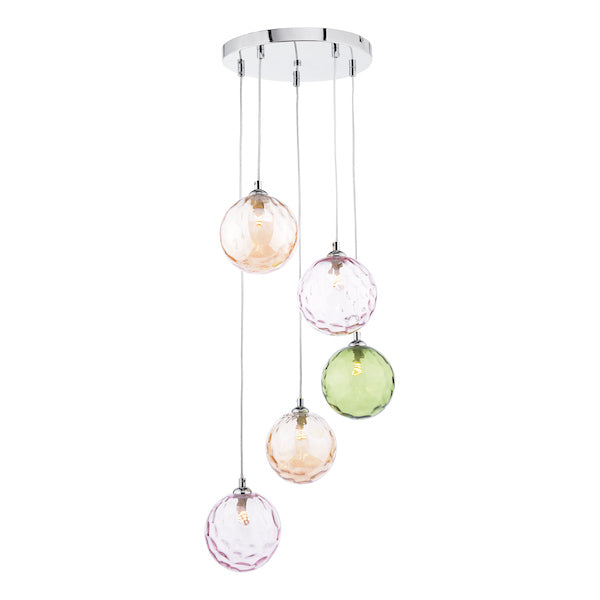 Dar Federico 5lt Cluster Chrome with Mixed Glass –  from Amos Lighting + Home