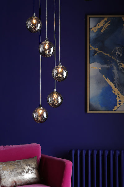 Dar Federico 5lt Cluster Chrome with Smoked Glass –  from Amos Lighting + Home