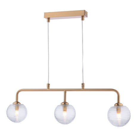 Dar Feya 3 Light Bar Pendant Antique Bronze & Ribbed Glass –  from Amos Lighting + Home