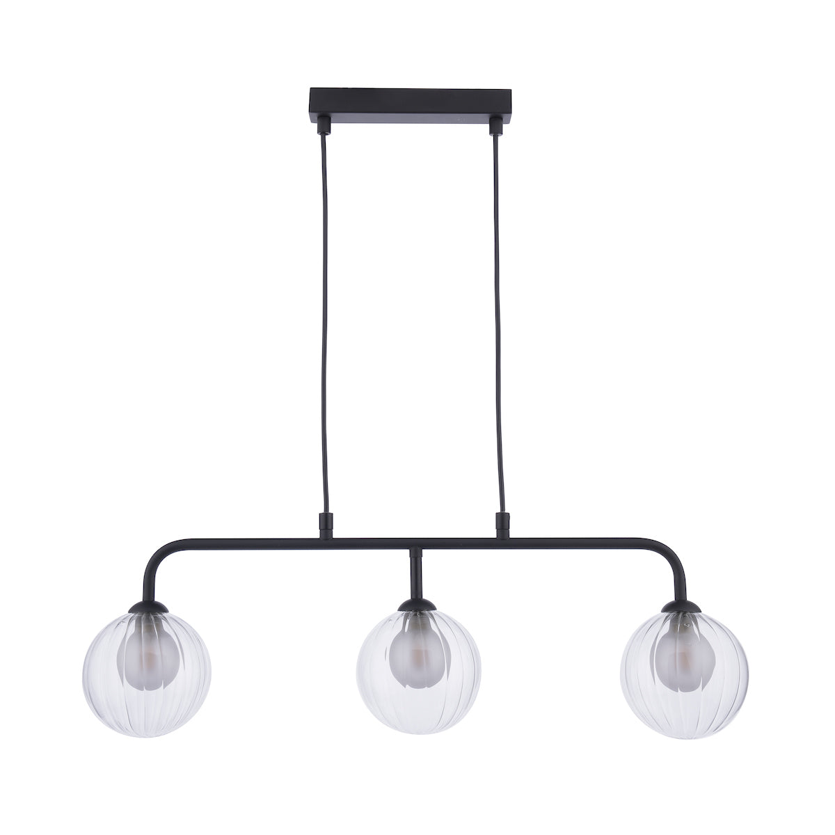 Dar Feya 3 Light Bar Pendant Matt Black & Clear/Opal Glass –  from Amos Lighting + Home