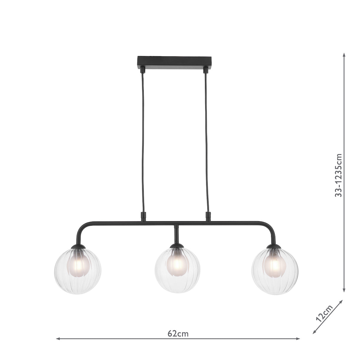 Dar Feya 3 Light Bar Pendant Matt Black & Clear/Opal Glass –  from Amos Lighting + Home