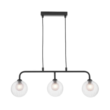 Dar Feya 3 Light Bar Pendant Matt Black & Clear/Opal Glass –  from Amos Lighting + Home