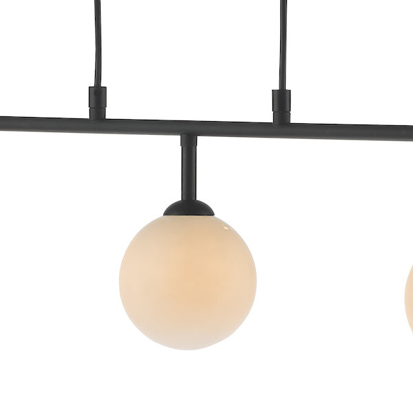 Dar Feya 3 Light Bar Pendant Matt Black Opal Glass –  from Amos Lighting + Home