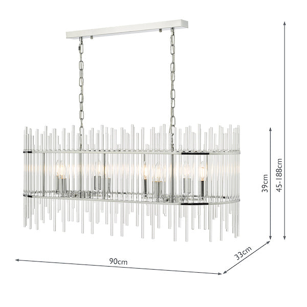 Dar Finola 8 Light Bar Pendant Chrome & Clear –  from Amos Lighting + Home