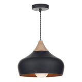 Dar Gaucho Small Pendant Matt Black & Wood –  from Amos Lighting + Home