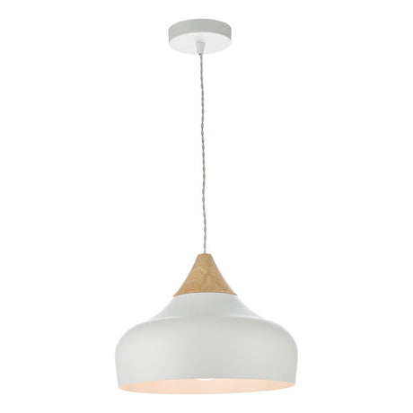 Dar Gaucho Small Pendant Matt White & Wood –  from Amos Lighting + Home