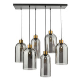 Dar Gold Collection Alma 6 Light Bar Pendant Matt Black Smoked Glass –  from Amos Lighting + Home