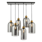 Dar Gold Collection Alma 6 Light Bar Pendant Matt Black Smoked Glass –  from Amos Lighting + Home