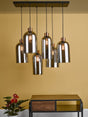 Dar Gold Collection Alma 6 Light Bar Pendant Matt Black Smoked Glass –  from Amos Lighting + Home