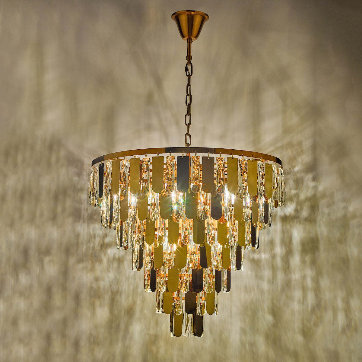 Dar Gold Collection Amira 12 Light Chandelier Polished Gold Crystal –  from Amos Lighting + Home