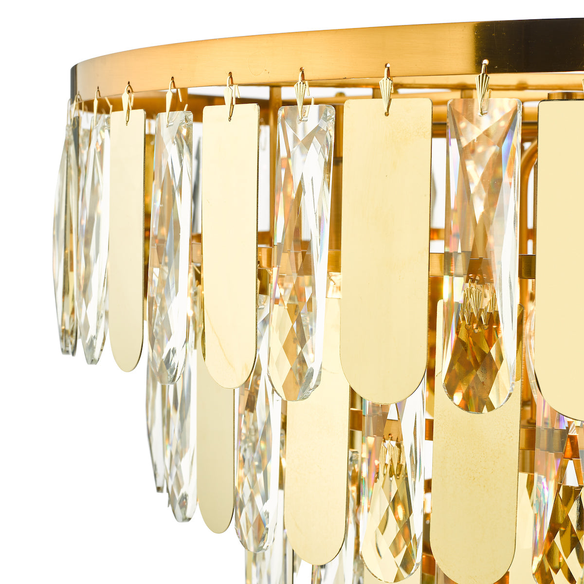 Dar Gold Collection Amira 12 Light Chandelier Polished Gold Crystal –  from Amos Lighting + Home