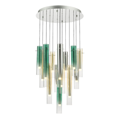 Dar Gold Collection Isadora 14 Light Cluster Pendant Multi-Coloured Glass LED –  from Amos Lighting + Home