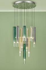 Dar Gold Collection Isadora 14 Light Cluster Pendant Multi-Coloured Glass LED –  from Amos Lighting + Home