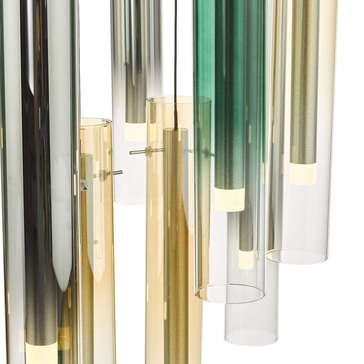 Dar Gold Collection Isadora 14 Light Cluster Pendant Multi-Coloured Glass LED –  from Amos Lighting + Home